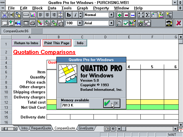 Quattro Pro 5.0 for Windows - About